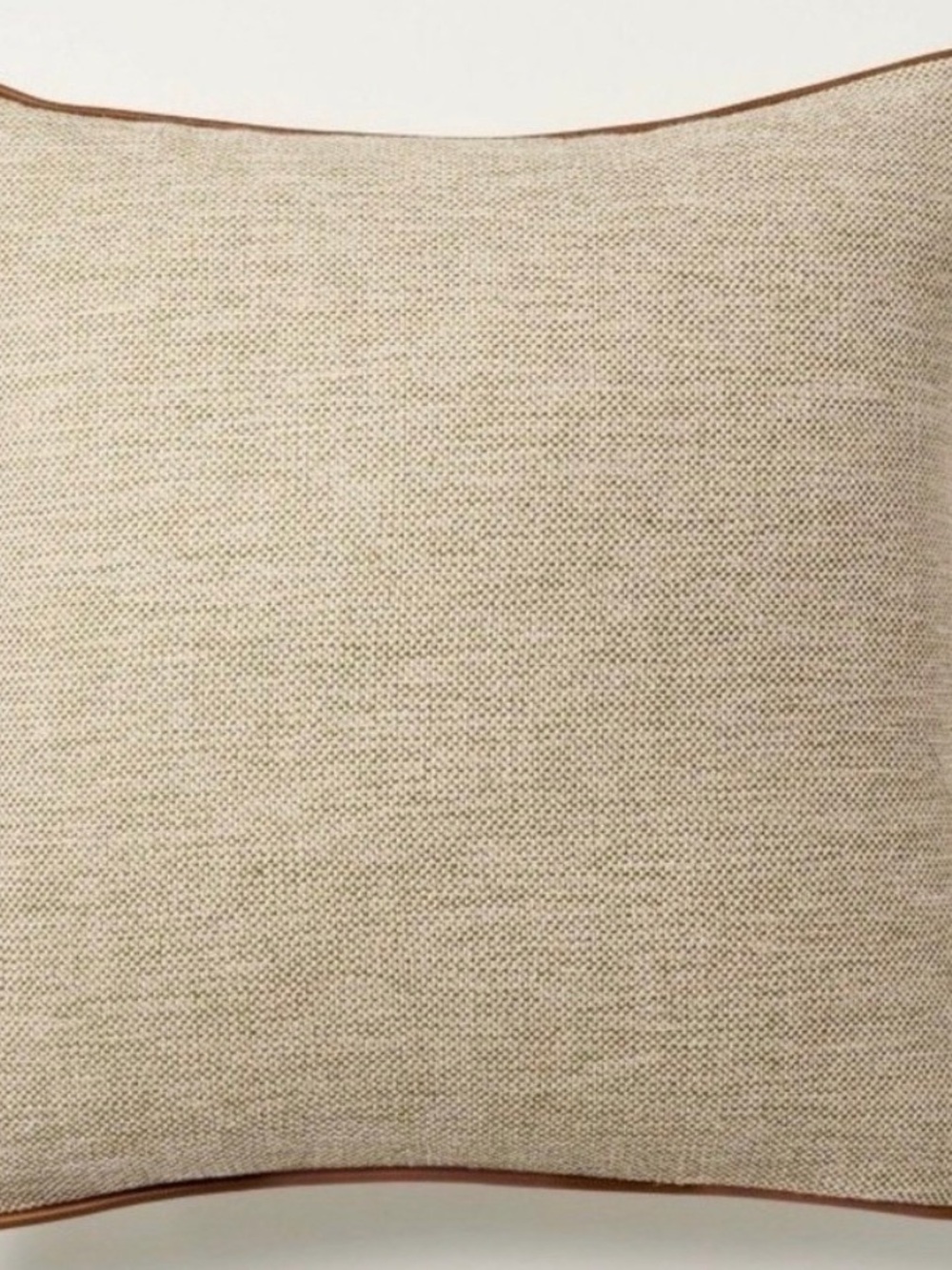 Hearth & Hand Tweed Cream Woven Pillow with Brown Piping